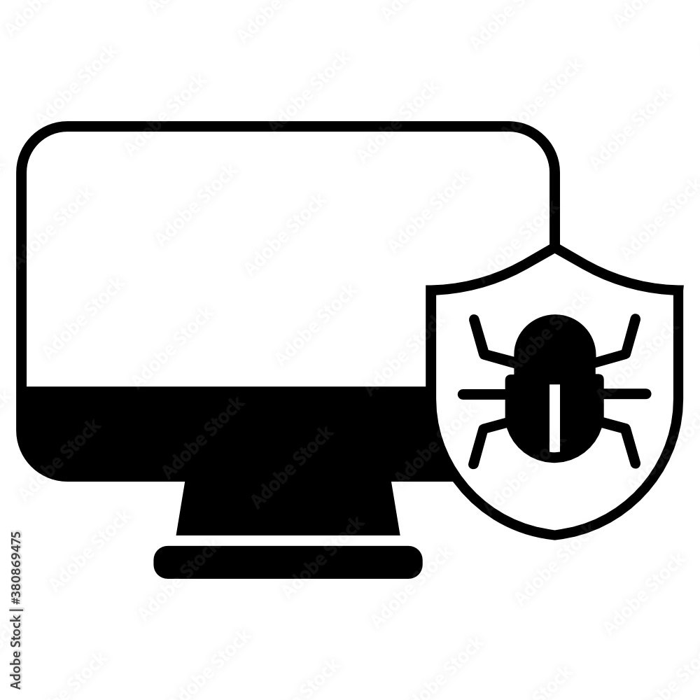 Aufkleber virus malware concept, software ransomware vector glyph icon design, data center and web hosting sym