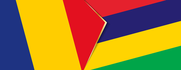 Romania and Mauritius flags, two vector flags.