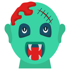 Green creepy zombie man Concept vector Icon design, Holiday Celebrations and Halloween costumes Symbol on White background 