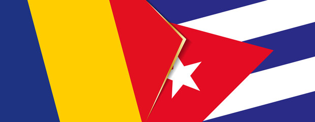 Fototapeta na wymiar Romania and Cuba flags, two vector flags.