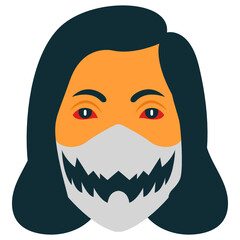 Mouth with canines protective mask Vector Icon design, New normal Halloween Symbol on White background 