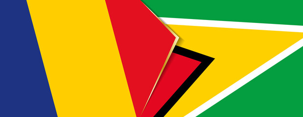 Romania and Guyana flags, two vector flags.