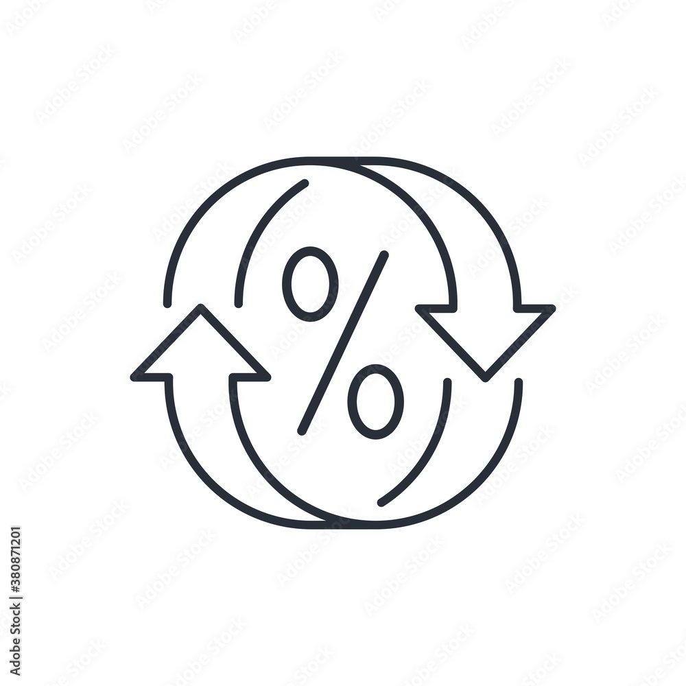 Poster change in interest rates. vector linear icon isolated on white background.