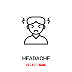 Headache vector icon. Modern, simple flat vector illustration for website or mobile app.Stress symbol, logo illustration. Pixel perfect vector graphics	