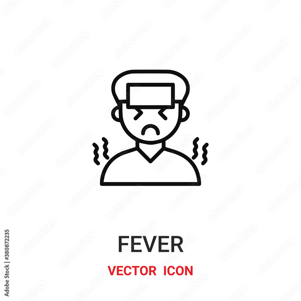 Poster fever icon vector symbol. fever symbol icon vector for your design. modern outline icon for your web