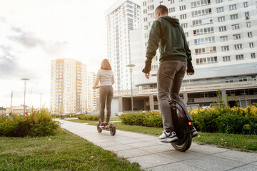 Couple riding on street © bortnikau