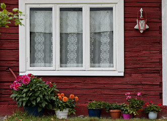 A window of an old sauna building 