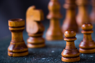 Checkmate and chess figures close-up