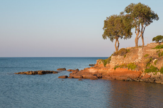 Limnionas beach at the sunset, Kythira, Greece.