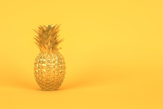 gold pineapple on yellow background.