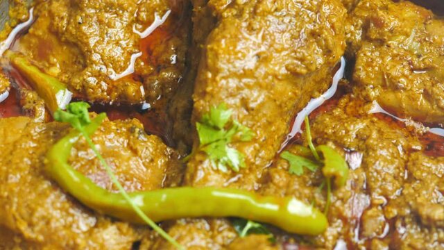 Traditional Indian Mughlai chicken recipe close-up - food recipes