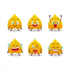 Cartoon character of yellow dried leaves with smile expression