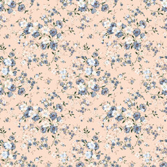 Watercolor seamless hand drawn pattern with beautiful wildflowers