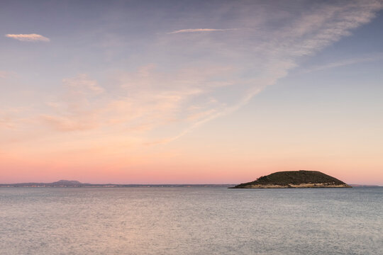 Small island off the coast of Mallorca at sunset