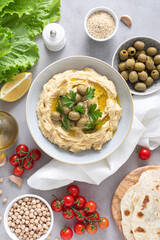 Chickpea hummus with green olives