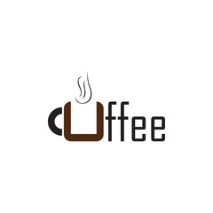 COffee text with cup logo design vector