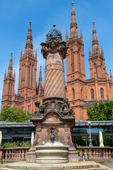 Fototapeta na wymiar Pillar in front of the market church in Wiesbaden