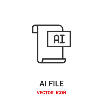 adobe illustrator file icon vector symbol. ai file symbol icon vector for your design. Modern outline icon for your website and mobile app design.