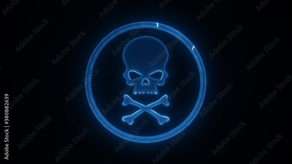 Poster cyber technology skullhead icon reveal intro fx/ 4k animation of an abstract cyber technology skullh