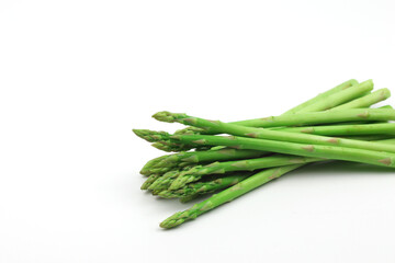 Green asparagus on a white background