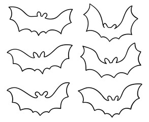 Hand-drawn flying bat outlines