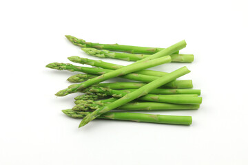 Green asparagus on a white background