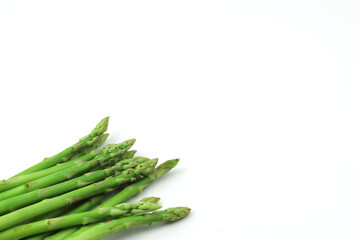 Green asparagus on a white background