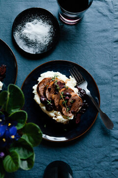 Pork tenderloin with mashed potatoes