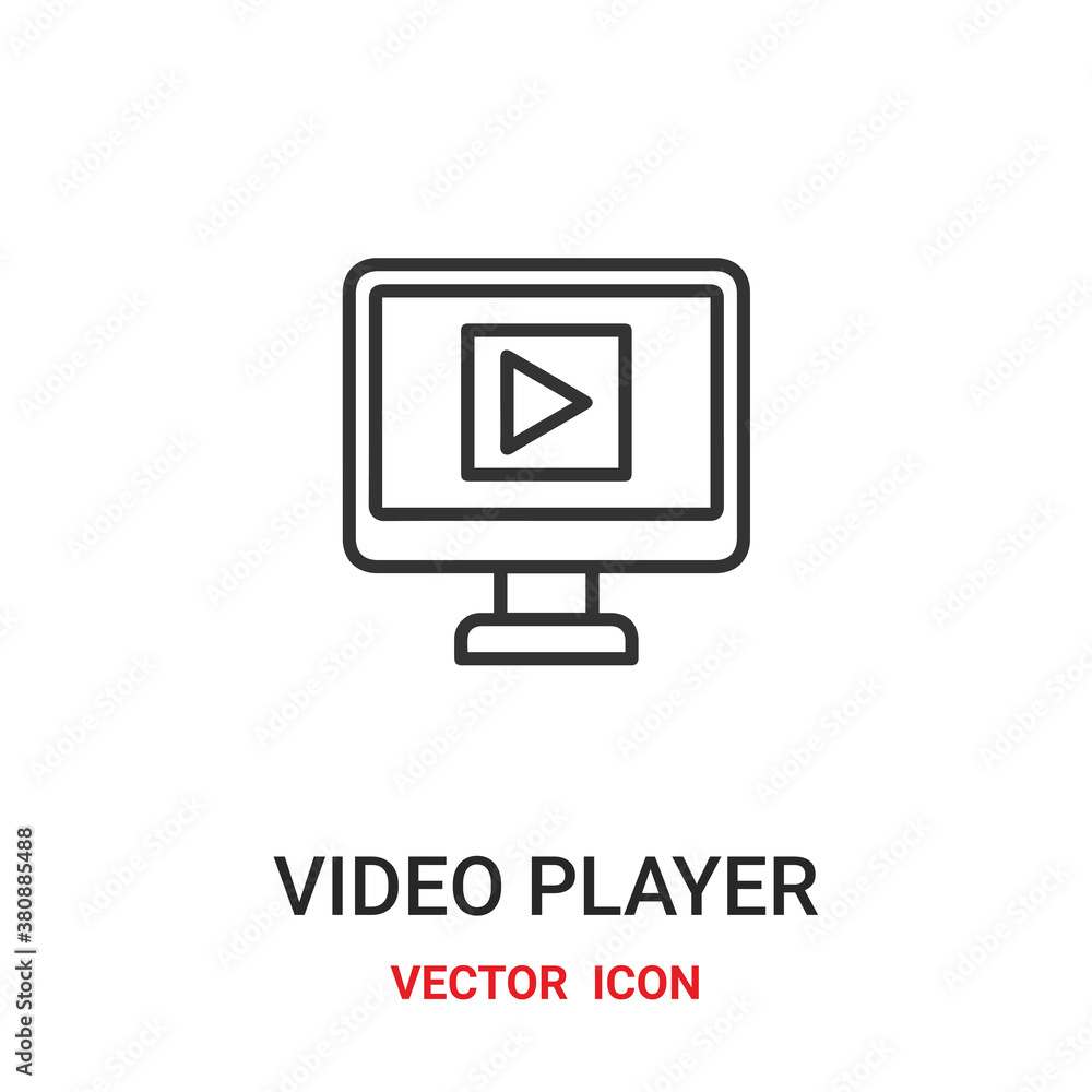Poster video player icon vector symbol. video player symbol icon vector for your design. modern outline ico