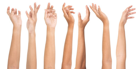 Empty and beautiful woman's hand set isolated on white