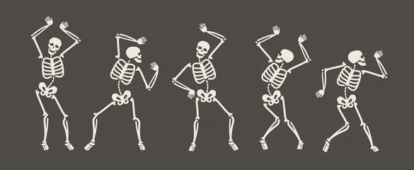 Fotobehang Funny skeletons dancing. Day of Dead, Halloween concept vector illustration © ~ Bitter ~
