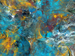 blue abstract fractal background 3d rendering illustration