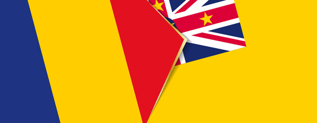 Romania and Niue flags, two vector flags.