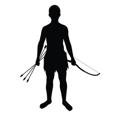 Forest man with archer silhouette vector