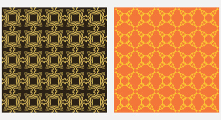 Decorative background pattern, wallpaper texture. Black, Gold and orange tones. Vector geometric patterns