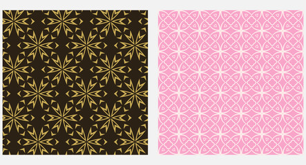 Bright background pattern. Black, gold and pink tones. Elegant wallpaper texture. Vector geometric patterns