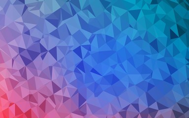 Light Blue, Red vector low poly cover. Triangular geometric sample with gradient.  Triangular pattern for your business design.