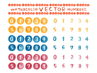 手描き水彩数字（丸）