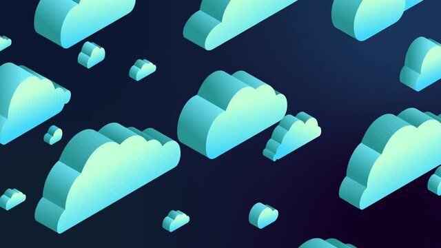 Isolated 4K isometric cartoon moving clouds. Faster version. Seamless loop, alpha channel. Good for any project, especially business style. Different sizes and speed. Very useful.