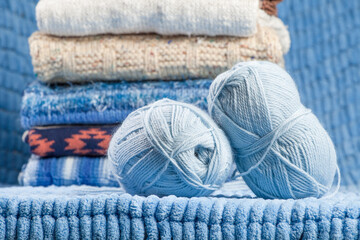 still life of knitted clothes newborn