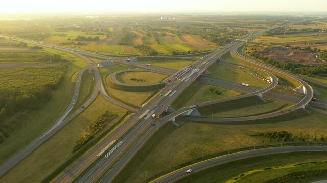 Aerial shot of highway from the drone
