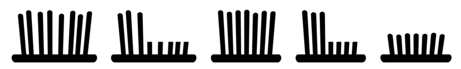 Grass Icon Black | Lawn Illustration | Mow Symbol | Mowing Meadow Logo | Cut Sign | Isolated | Variations