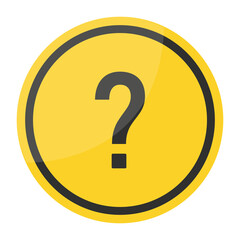 Question Mark icon vector isolated on white background. Help symbol. FAQ sign. Round yellow button. Vector illustration.