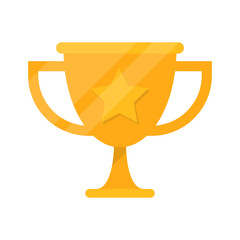 Trophy Cup flat vector Icon isolated on white background. Gold Trophy Cup for first place. Vector illustration.