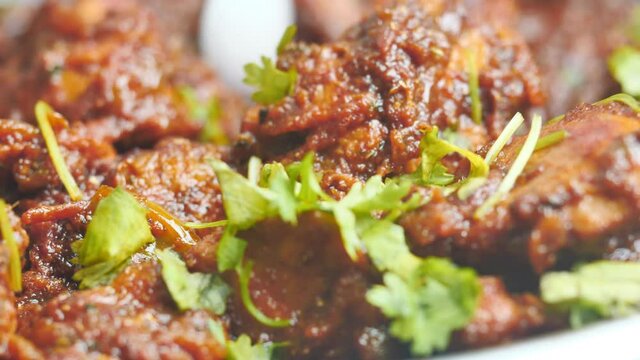 Traditional Indian curry Chicken Handi Recipe close-up - food recipes