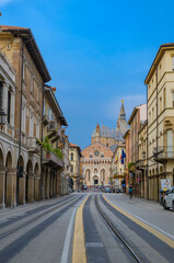 Fototapeta premium view of a street in Padua with the basilica in the background