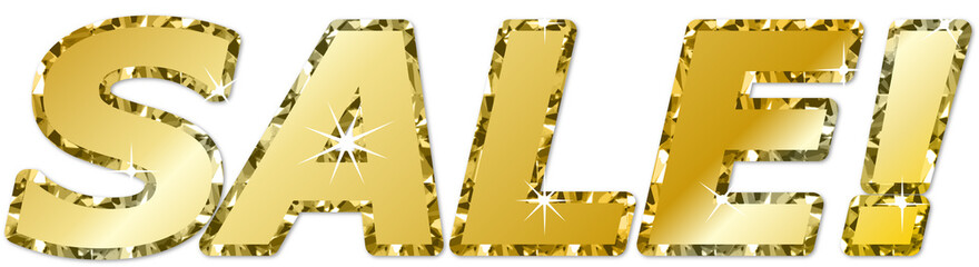 ゴールドに輝く「SALE」の文字のイラスト
