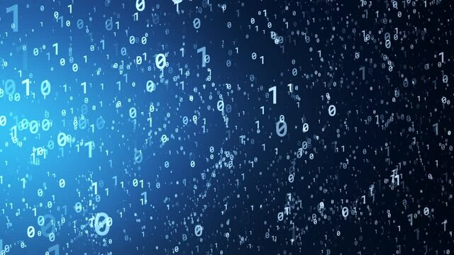 Concept of digital age. Algorithm binary, hud interface, data code, decryption and encoding, row matrix background.