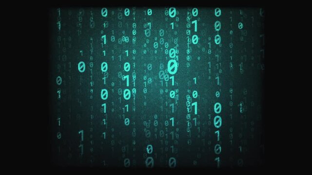 Digital binary code processing on screen background loop