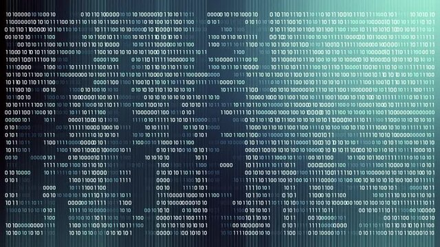 Data rendering of a scientific technology data binary code. Concept of science, motion graphic, digital technology